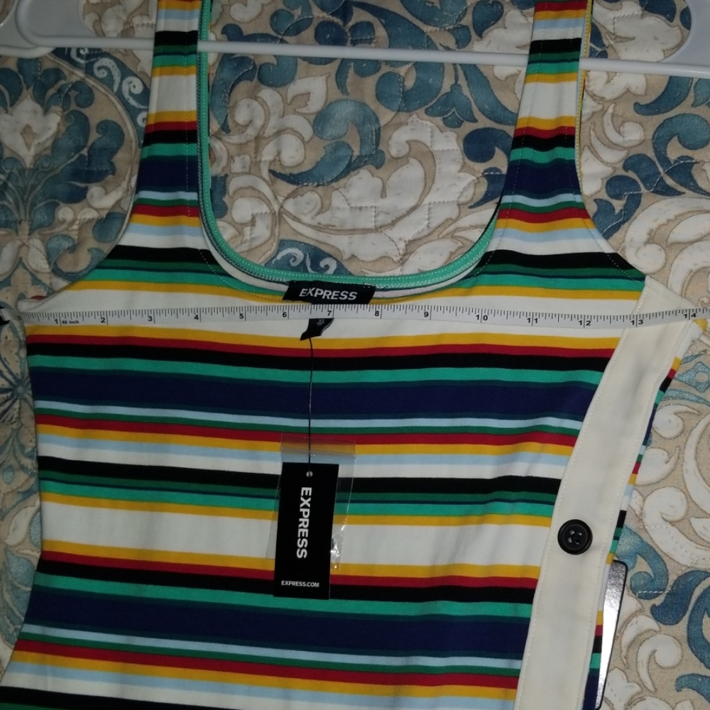 Express Striped Asymmetrical Button Front Midi - Picture 6 of 8
